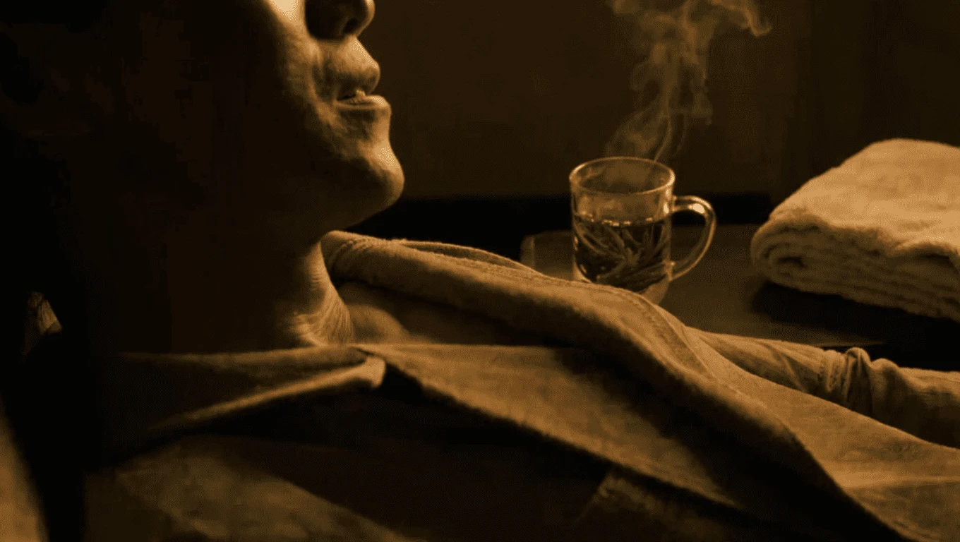 施術後にホッと一息つく様子